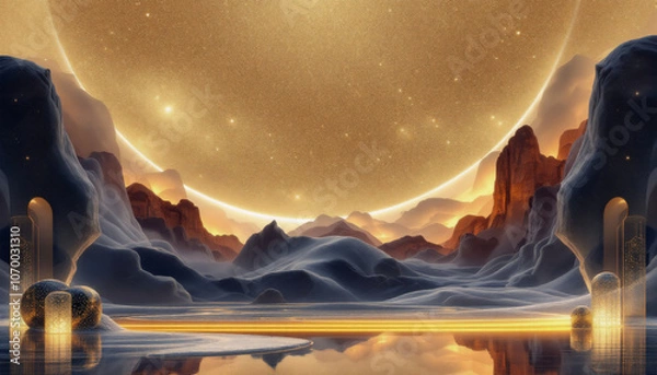 Obraz The Magical Dance of Golden Waves: Luxury Abstract Composition