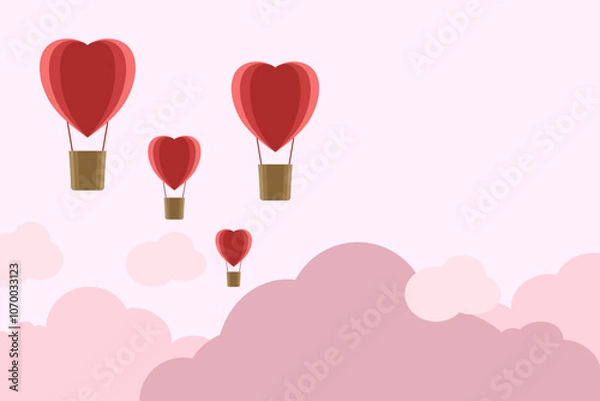 Obraz Valentines day background with Heart Shaped Balloons. Vector illustration design.