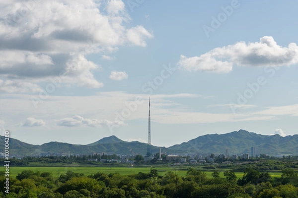 Obraz View toward city of Kijong-dong in North Korea