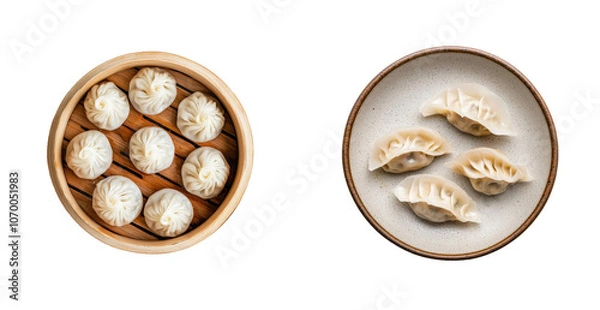 Obraz Top view of transparent plate with khinkali