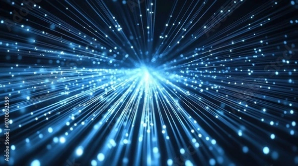 Fototapeta Dynamic blue light rays radiating outward, creating a stunning visual effect of energy and movement.
