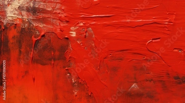 Obraz Vibrant Red Abstract Painting with Texture