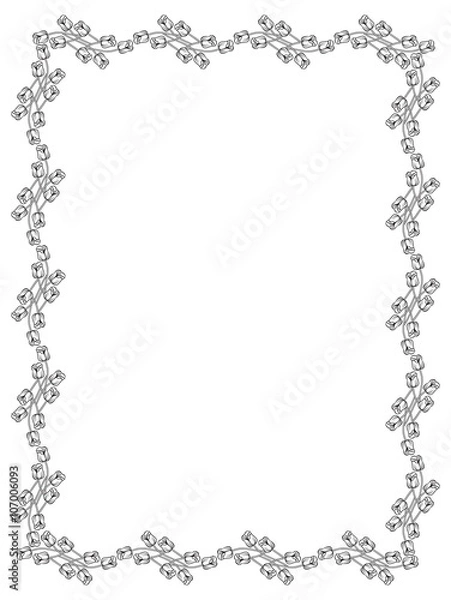 Fototapeta Elegant frame with outline tulips. Vector clip art.