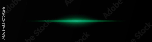Fototapeta Intense green horizontal light beam on a black background, Neon rays, Flash of glare and explosion, laser beam. ideal for sci-fi, digital effects, or cinematic designs. Energy dynamic wallpaper