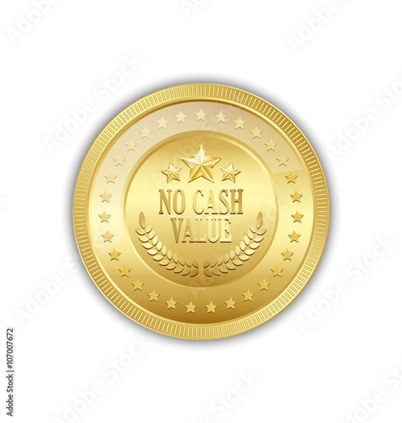 Obraz Golden token on white background