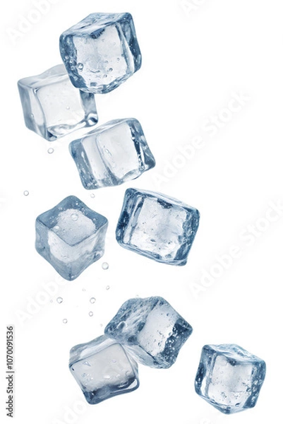 Fototapeta Ice cube, Many difference assort, on isolated white background, Clipping path