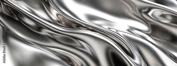 Fototapeta A silver fabric with a shiny, reflective surface