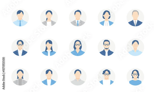 Fototapeta ビジネスチームのアイコンセット　円背景