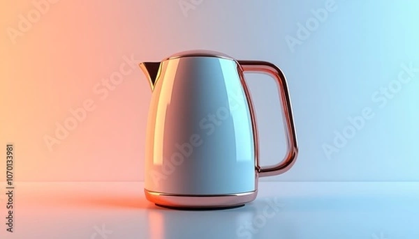 Obraz Modern electric kettle with copper accents displayed on a minimalist countertop