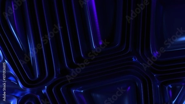 Fototapeta Deep blue layered geometric background with sleek reflections and metallic paint effect, inspired by digital fluidity, abstract art, and modern design aesthetics