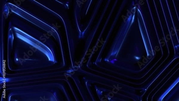 Fototapeta Deep blue layered geometric background with sleek reflections and metallic paint effect, inspired by digital fluidity, abstract art, and modern design aesthetics