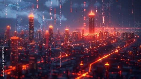 Obraz Dynamic design representing role of AI energy management emphasizing smart grids energy efficiency and renewable integration with bold futuristic visuals