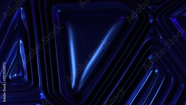 Fototapeta Deep blue layered geometric background with sleek reflections and metallic paint effect, inspired by digital fluidity, abstract art, and modern design aesthetics