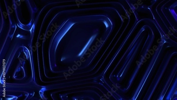 Fototapeta Deep blue layered geometric background with sleek reflections and metallic paint effect, inspired by digital fluidity, abstract art, and modern design aesthetics