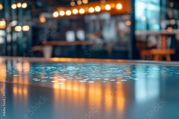 Fototapeta Abstract blurred bokeh lights background with a shiny surface.