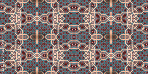 Fototapeta Seamless kaleidoscope pattern. The texture of the woven pattern. Endless pattern