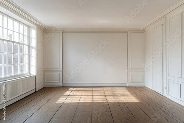 Fototapeta A large white wall in an art gallery