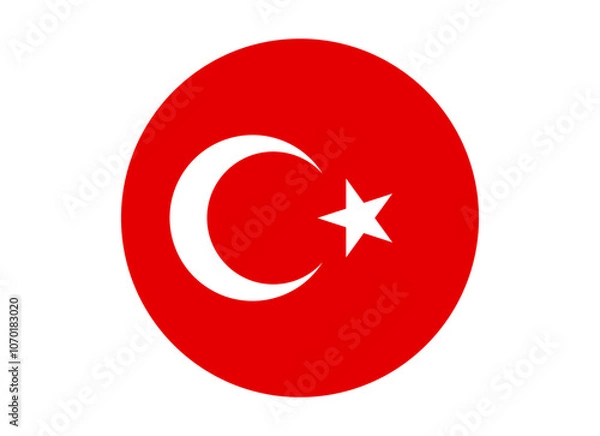 Fototapeta Turkey Flag icon. Round flag of turkey icon design, vector illustration