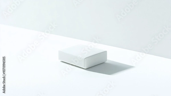 Fototapeta White Cube on White Background: Minimalist Product Display
