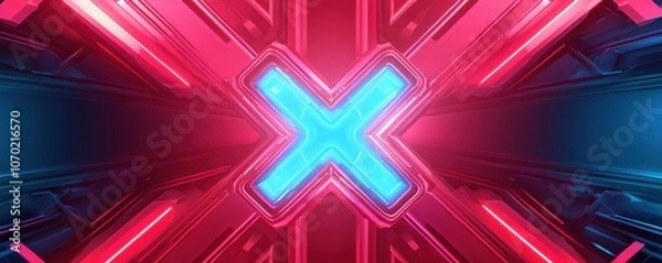Fototapeta A vibrant abstract design featuring a glowing blue and red cross
