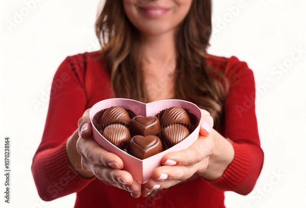 Obraz バレンタインチョコを渡す女性