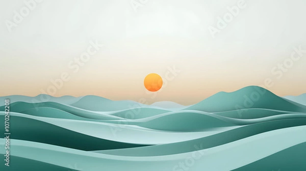 Fototapeta Abstract Sunset Over Mountains