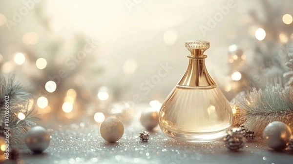 Fototapeta Abstract holiday background with luxury perfume bottle