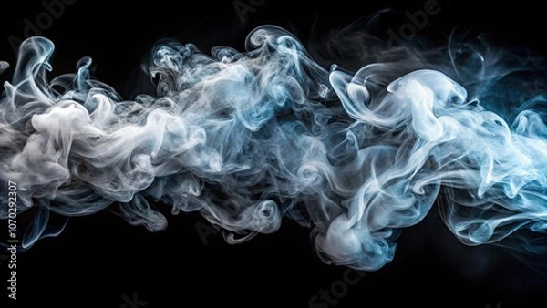 Fototapeta Abstract swirling smoke cloud reflected on black background