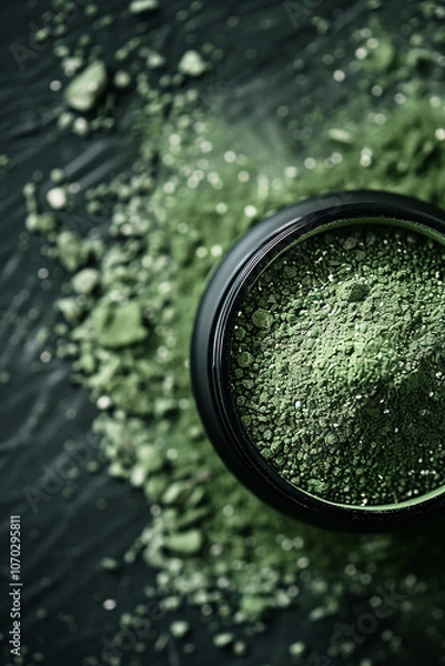 Fototapeta Empty mockup of protein powder jar on dark background generated.AI