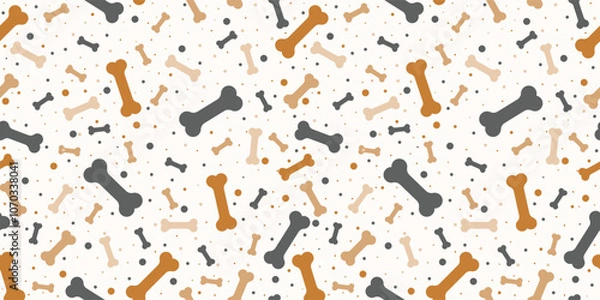 Obraz Dog Bone vector dog paw doodle Seamless pattern isolated dark brown wallpaper background patterns
