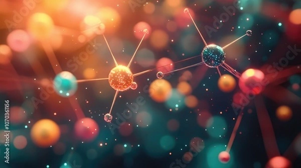 Fototapeta Abstract Representation of a Digital Network with Glowing Nodes and Connections, Perfect for Themes Related to AI, Blockchain, Data Flow, and Advanced Technology in the Modern Digital Age