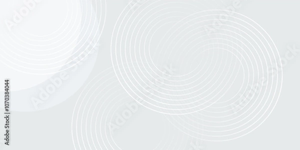 Fototapeta Abstract white glowing geometric lines on gray background. Modern shiny blue circle lines pattern. Futuristic technology concept. Suit for cover, poster