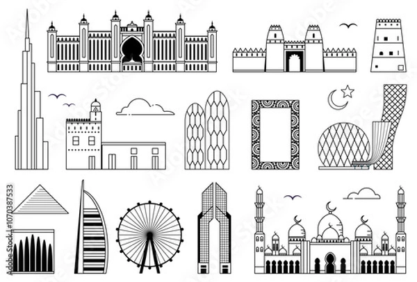 Obraz Emirates Architectural Landmarks Set