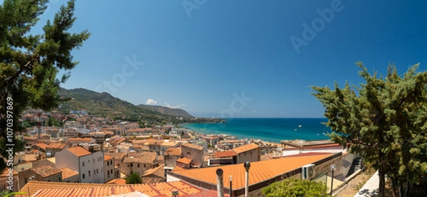 Obraz Narrow street in the old town of Cefalu in Sicily, Italy in a beautiful summer day. Travel and sightseeing journey concept.