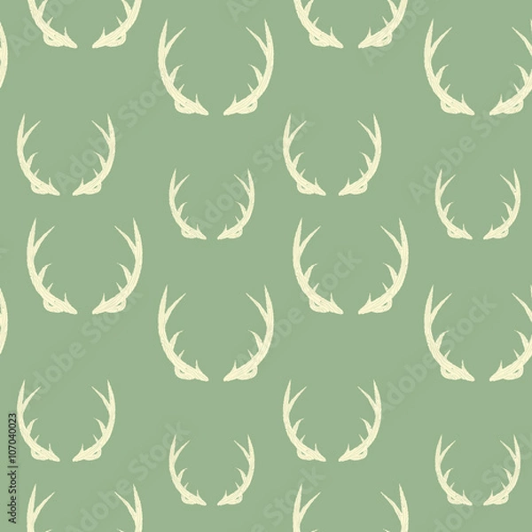 Fototapeta A seamless hand drawn set of antlers