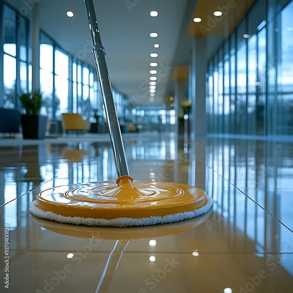 Fototapeta Efficiently clean and polish floors using effective mopping techniques for a spotless shine