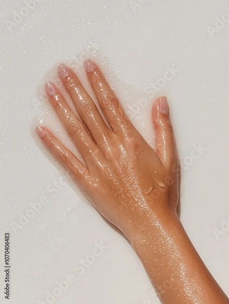 Fototapeta Close-up of Hand with Cleaning Product on Surface