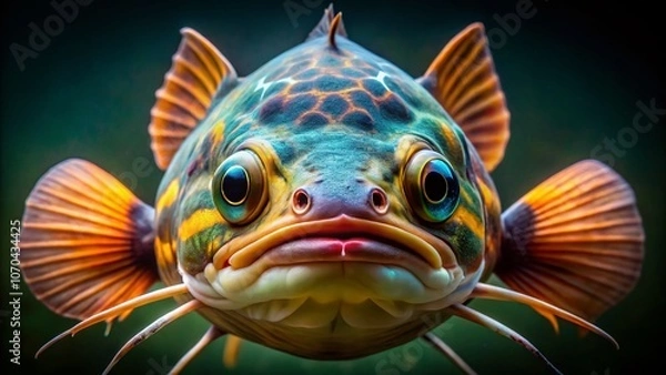 Fototapeta Squarehead catfish, chaca chaca, AI art, rule of thirds, vibrant.