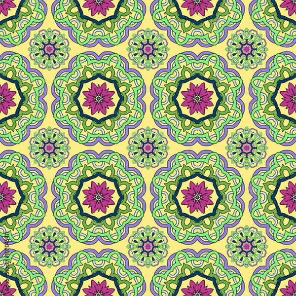 Fototapeta Seamless pattern from abstract elements in ethnic style