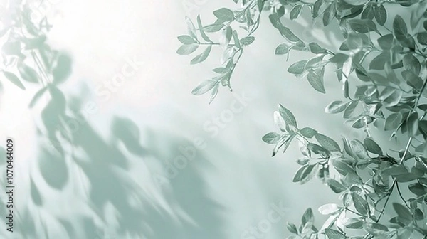 Fototapeta Elegant Green Leaves on Soft Background