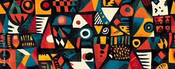 Fototapeta Colorful abstract geometric shapes creating modern artistic background