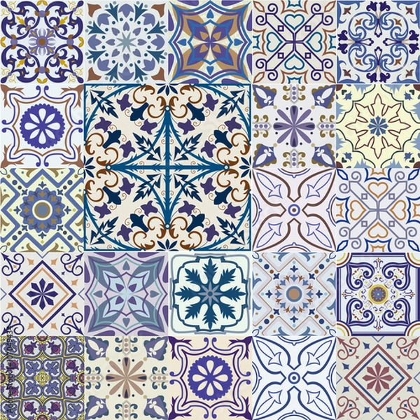 Fototapeta Big vector set of tiles background.