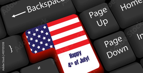 Fototapeta happy independence day 4th july key on the computer keyboard