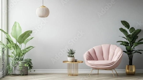 Fototapeta Pink Chair Interior Design