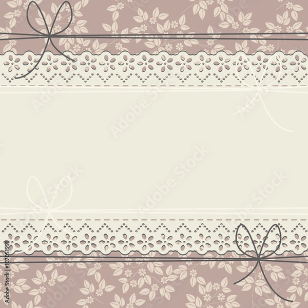 Obraz Horizontal lace frame with flowers and bows