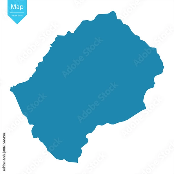 Fototapeta Abstract - High Detailed blue Map of Lesotho isolated on white background. for your web site design map logo, app, Travel. Vector illustration eps10.	
