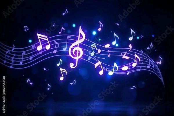 Obraz Musical Notes HologramFloating musical notes with dynamic animat