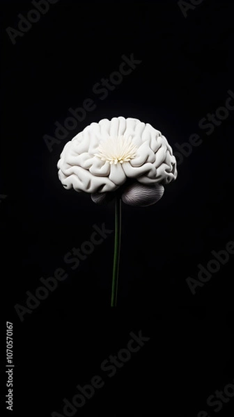 Fototapeta A minimalist brain illustrated with soft clouds and rain, symbolizing emotional ups and downs.


