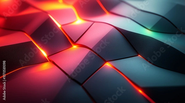 Fototapeta Modern Dark angled block metallic with luminous lines and highlights background, Generative AI