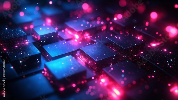 Fototapeta Modern Dark angled block metallic with luminous lines and highlights background, Generative AI